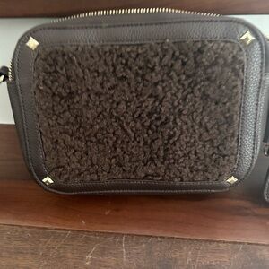 Brown Shearling Rachel zoe functional camera Crossbody Bag